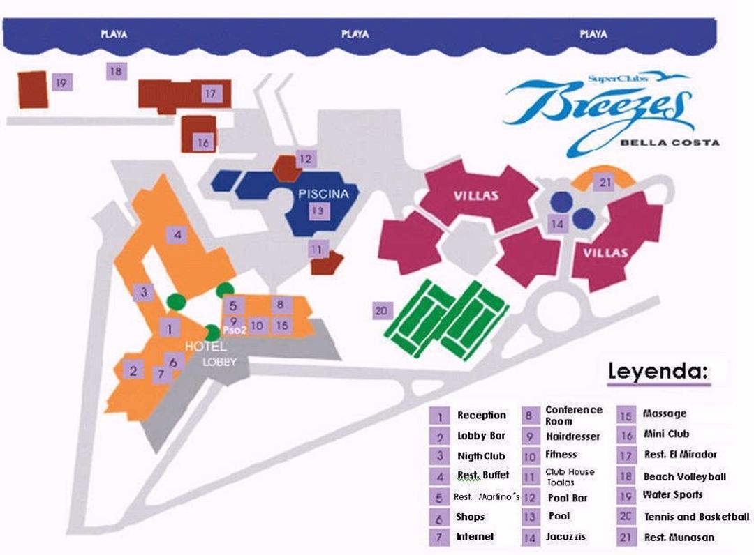 SuperClubs Breezes Bella Costa Hotel Map