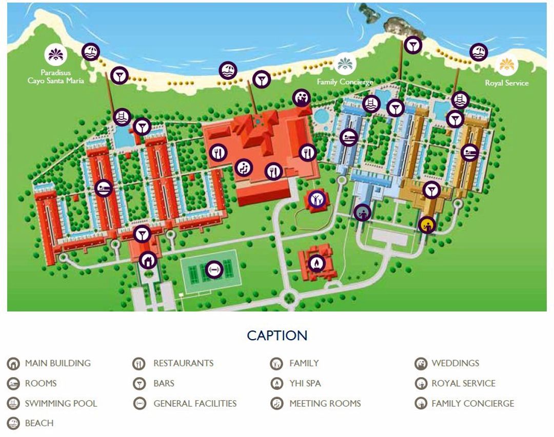 Paradisus Los Cayos Hotel map.