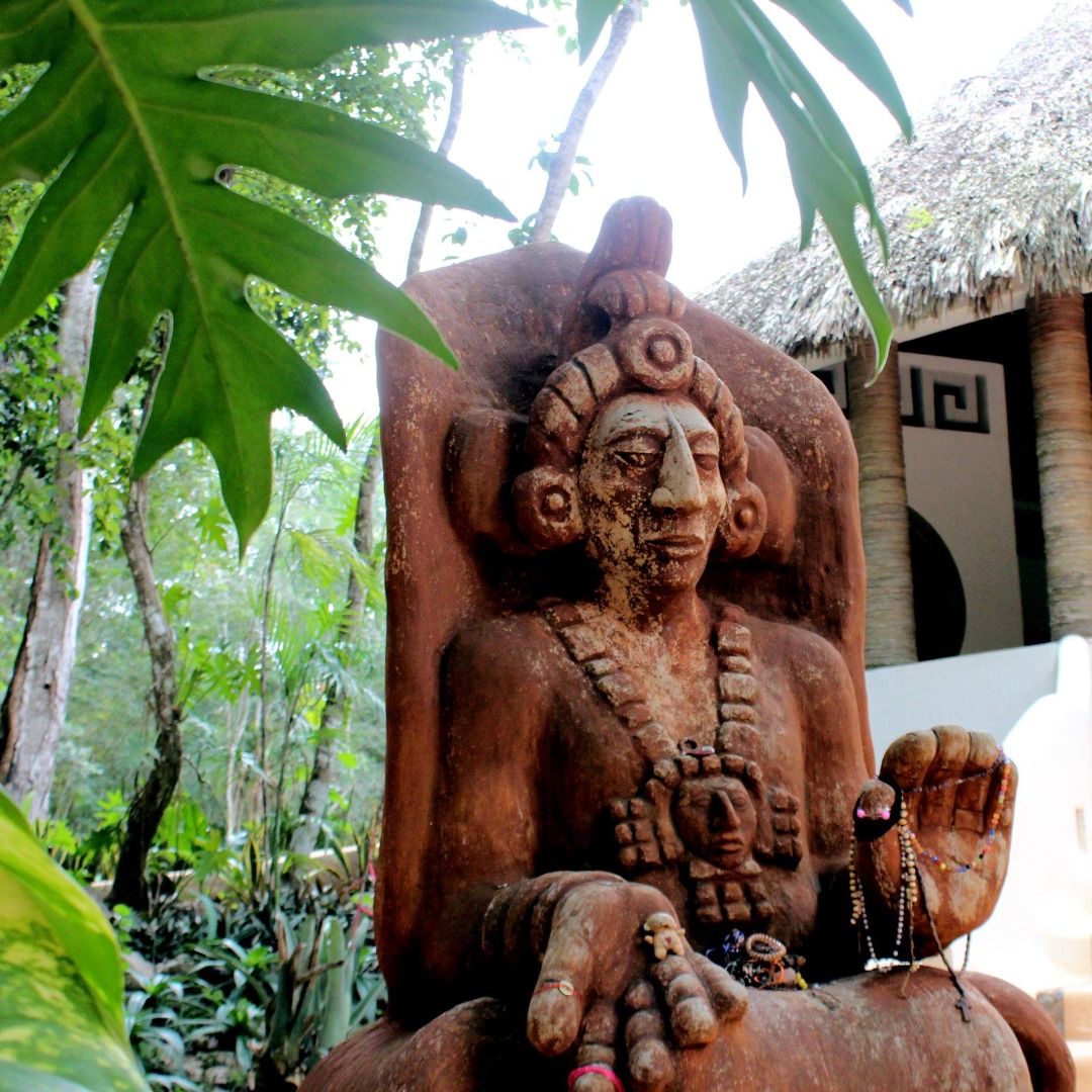 Statues of the Mayan ancestors, located at Chichen Itza Archaeological Site, Cancun. Mexico, Yucatan Peninsula.