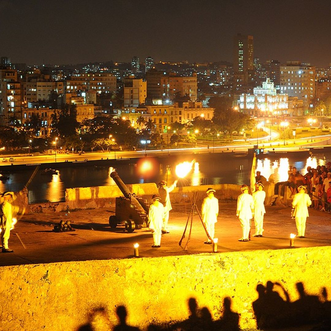 Cannon shot ceremony view, San Carlos de la Cabaña fortress, Old Havana, Havana, Cuba.