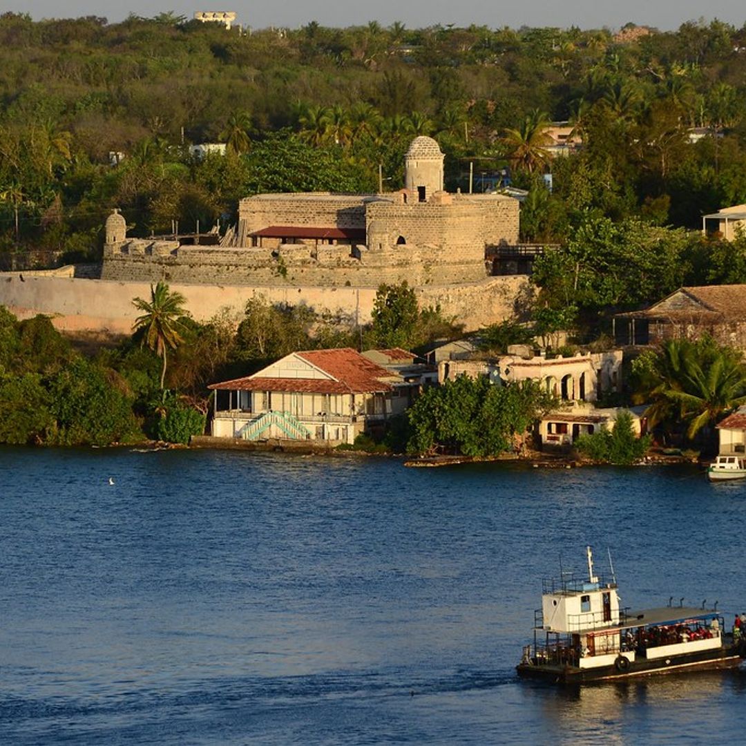 The Jagua Fortress or Castle or Fortress-of Our Lady of the Angels of Jagua (Castillo de Jagua) panoramic view, Cienfuegos bay, Cuba.