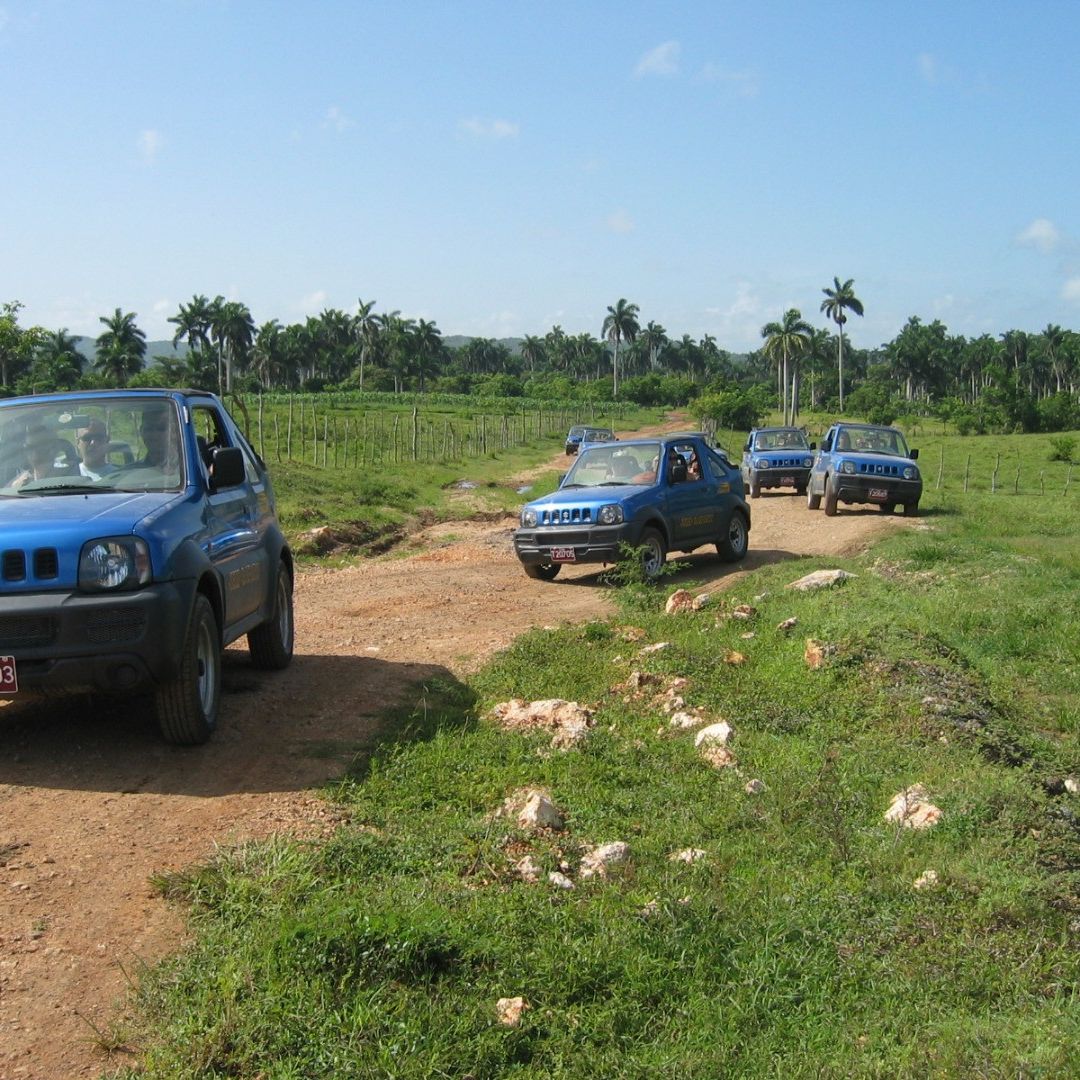 	Jeep safari rallying off road through the Cuban countryside