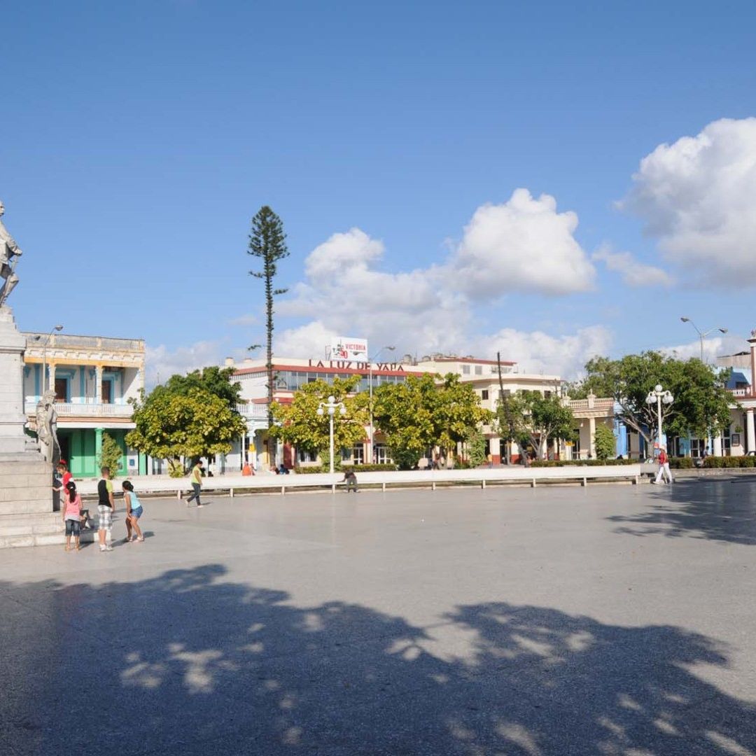Calixto García central park panoramic view, Holguín city, Cuba.