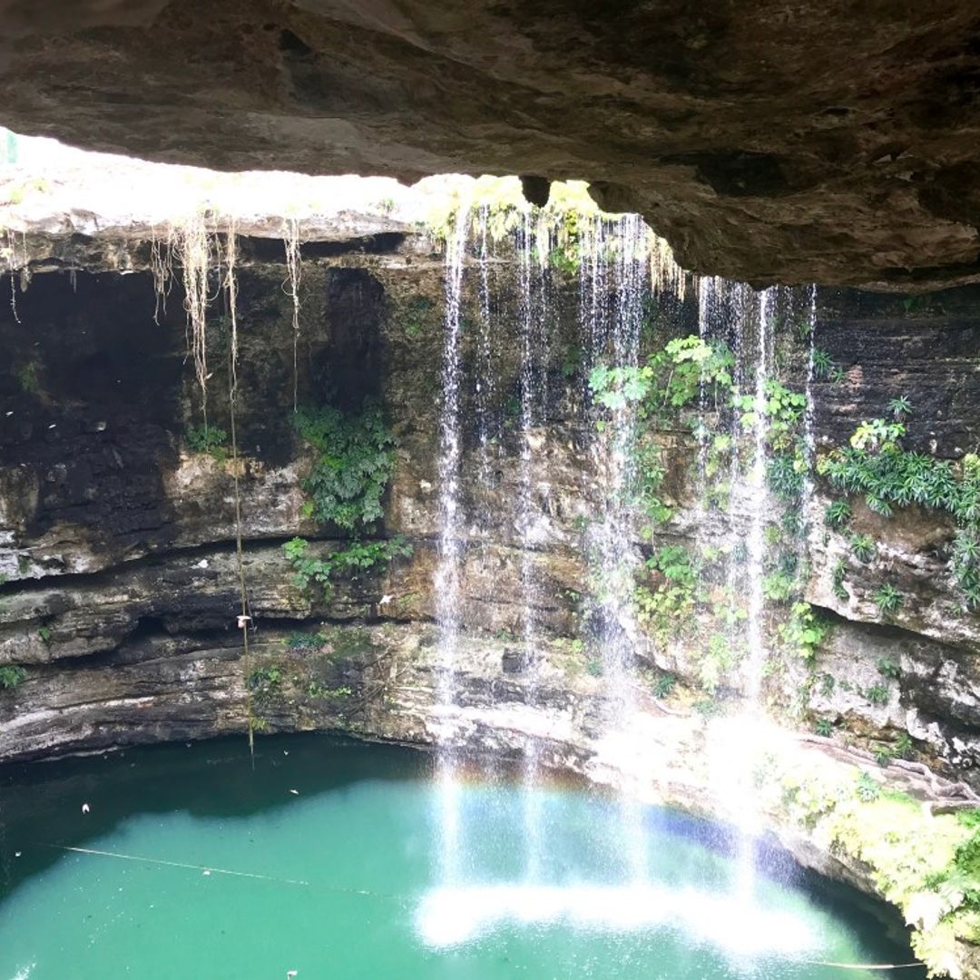 The Sacred Cenote in Chichen Itza Archaeological Zone, Cancun, Mexico.