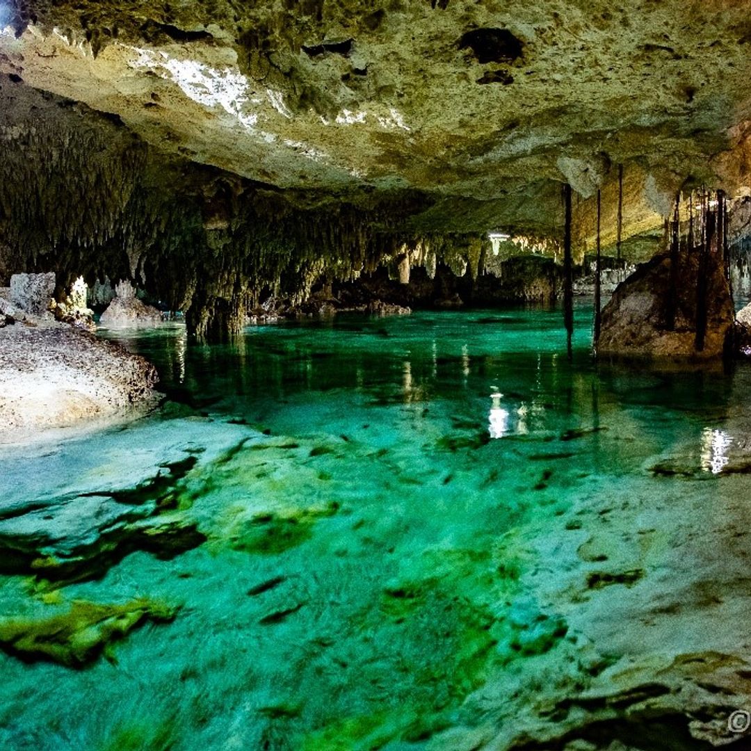 Cenote in Aktun Chen Park to refresh and relax in Tulum, Mexico.
