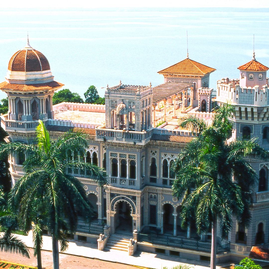 Palacio de Valle panoramic view at Cienfuegos city, “Ride to Cienfuegos, Santa Clara & Remedios in Old Fashion American Classic Cars” Overnight Tour (2 days / 1 night)