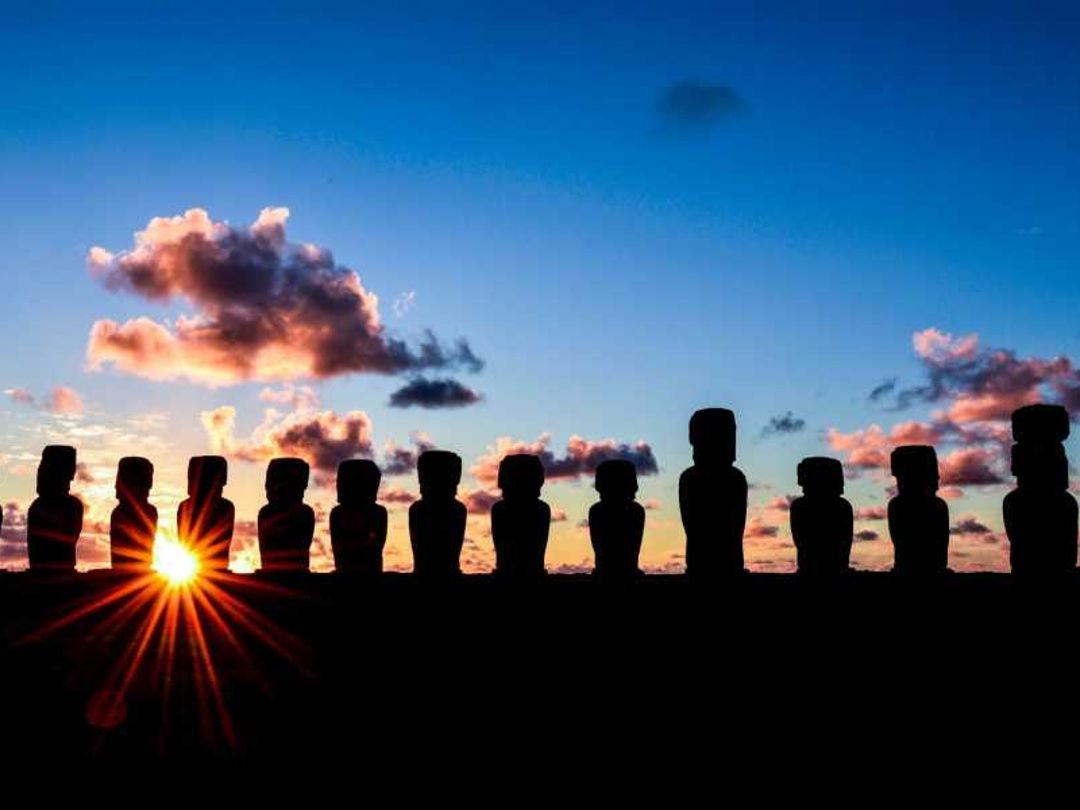 "SUNRISE AT AHU TONGARIKI" Tour, Easter Island, (Isla de Pascua), Chile.