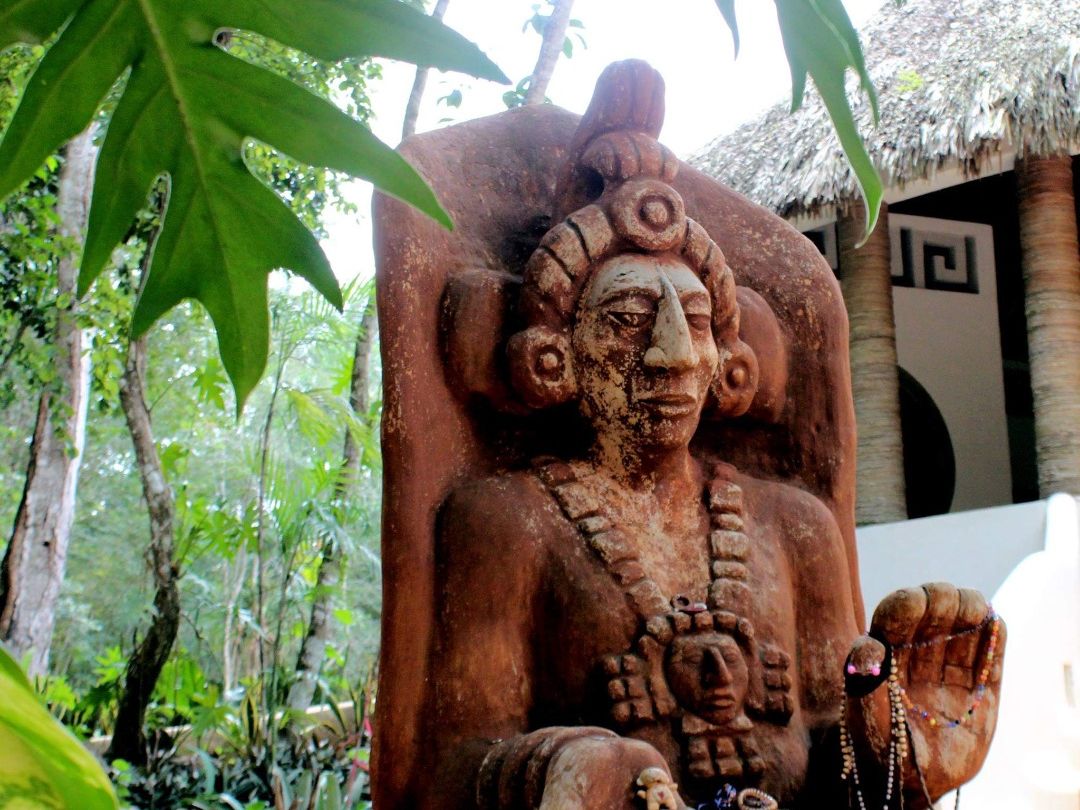 Statues of the Mayan ancestors, located at Chichen Itza Archaeological Site, Cancun. Mexico, Yucatan Peninsula.