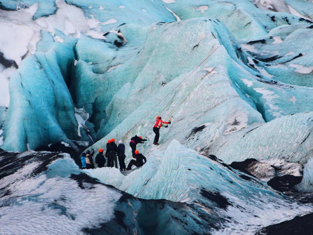 Amazing ice-walk on Sólheimajökull glacier, Iceland.