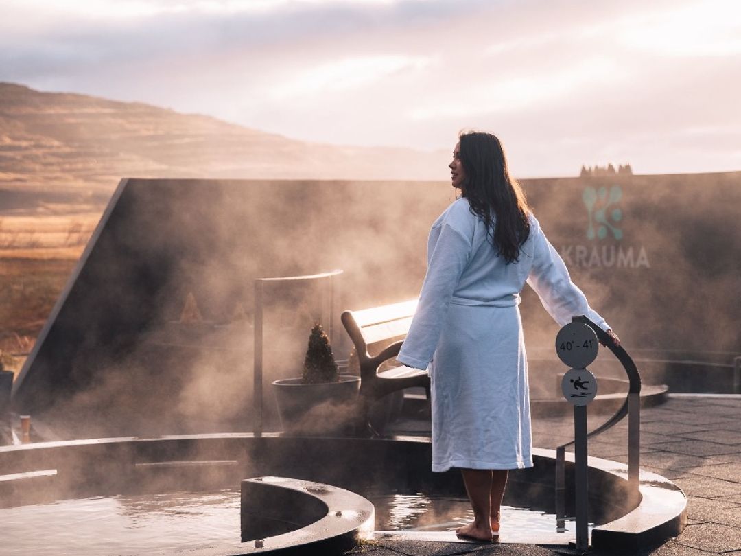 Geothermal Baths Krauma panoramic view, Iceland.
