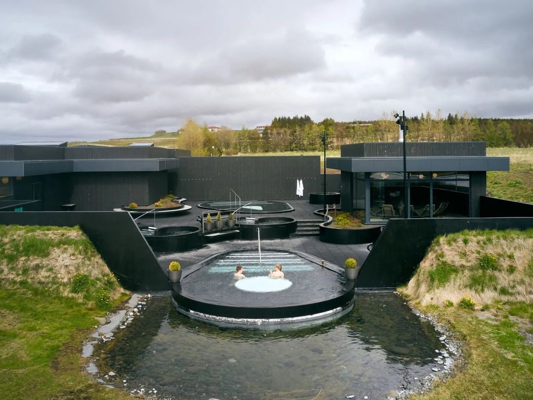 Geothermal Baths Krauma panoramic view, Iceland.