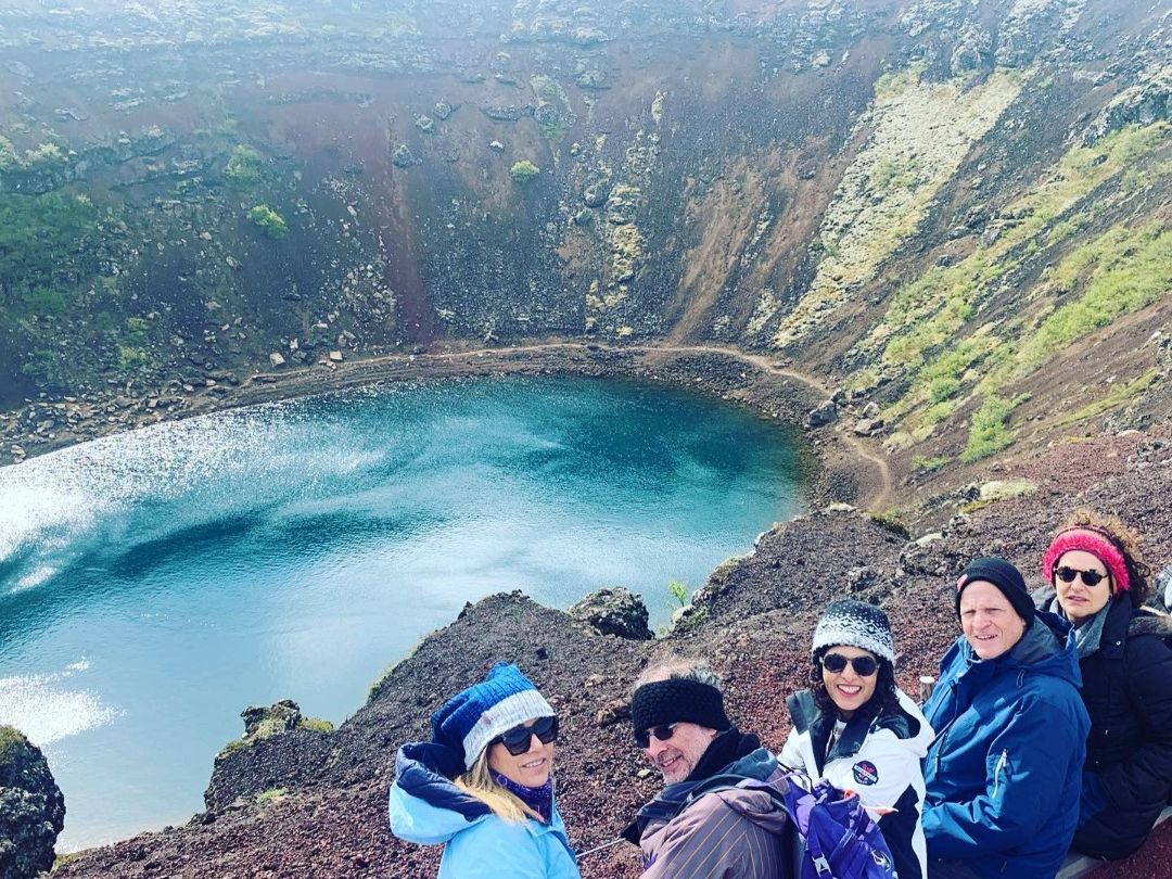Kerid volcanic crater panoramic view, Iceland.
