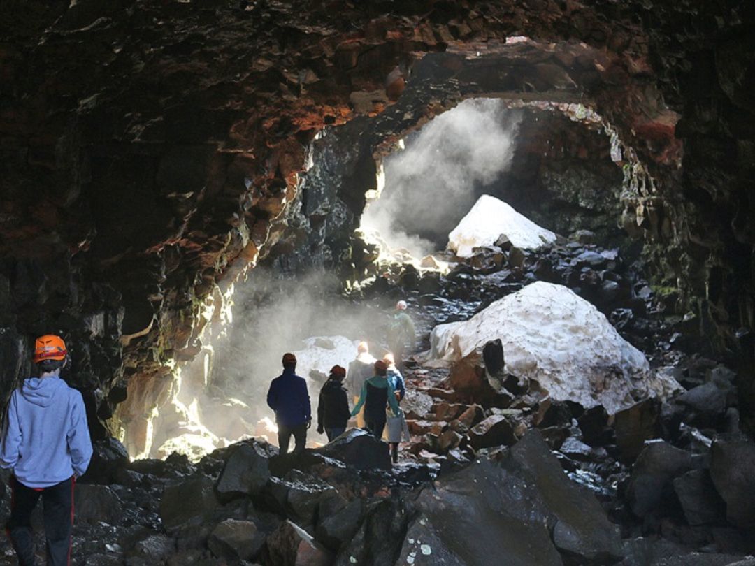 Víðgelmir lava cave panoramic view, Iceland.