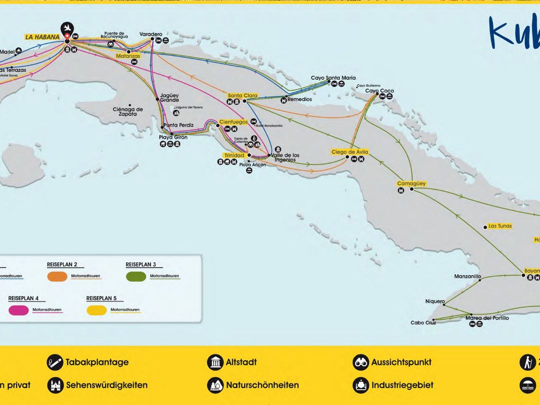 MOTORCYCLE TOUR FROM HAVANA TO PLAYAS DEL ESTE & VARADERO route map.