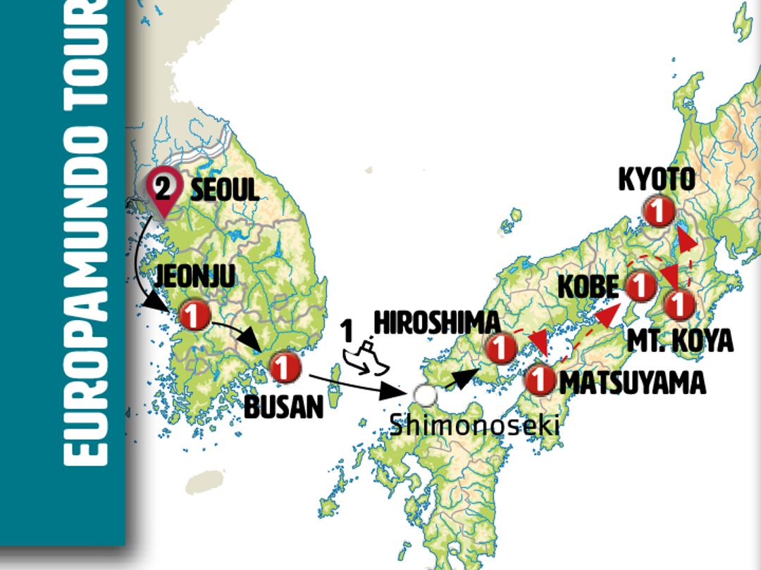 FROM SEOUL TO KYOTO Group Tour map.