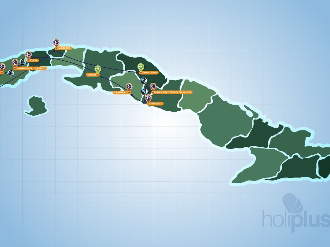 CUBA ADVENTURE Active Tour map