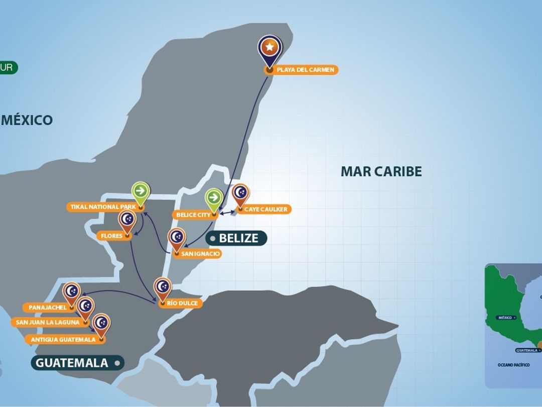 MAYAN ADVENTURE Group Tour map