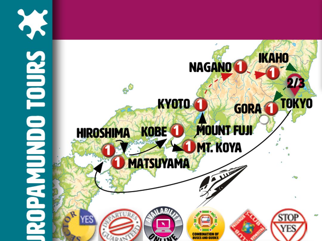 CAPITALS OF JAPAN WITH MOUNT FUJI Group Tour map.