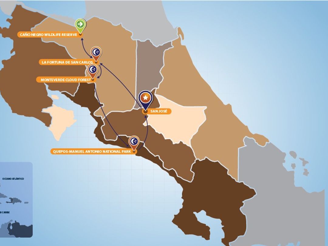 TASTE OF COSTA RICA Group Tour map