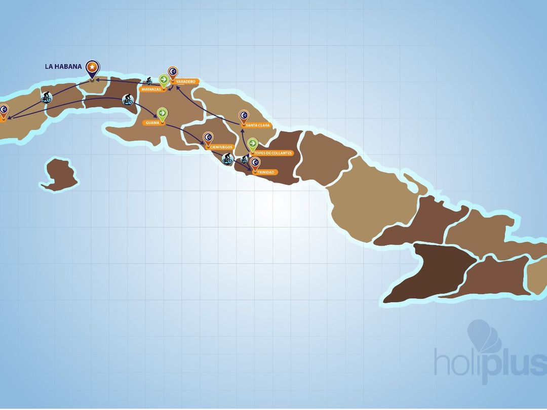 CUBA CROSS OVER Cycling Tour (For international market) map