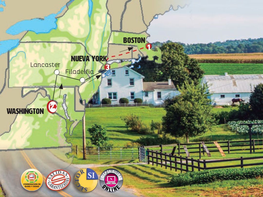 WASHINGTON AND NEW YORK TOURIST Group Tour map.