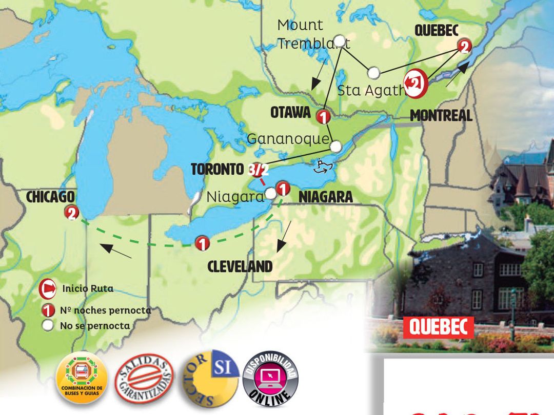 CANADIAN CAPITALS AND LANDSCAPES Group Tour map.