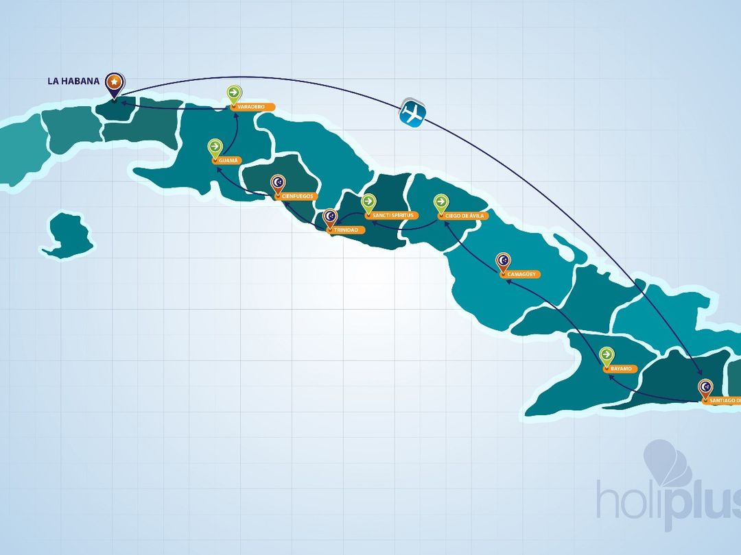 CUBA, A FASCINANTING ISLAND Group Tour map