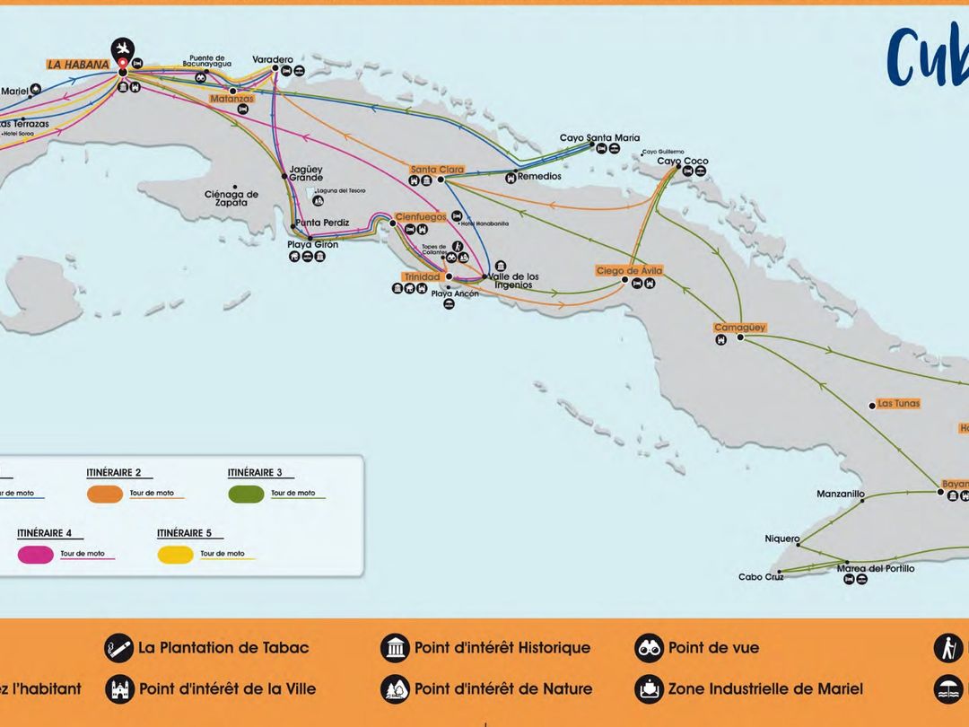 MOTORCYCLE TOUR TWO DAYS IN VARADERO route map.