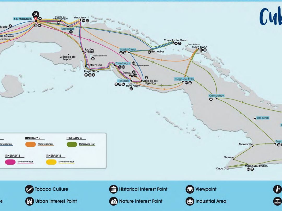 MOTORCYCLE TOUR FROM HAVANA TO CAYO SANTA MARÍA route map.