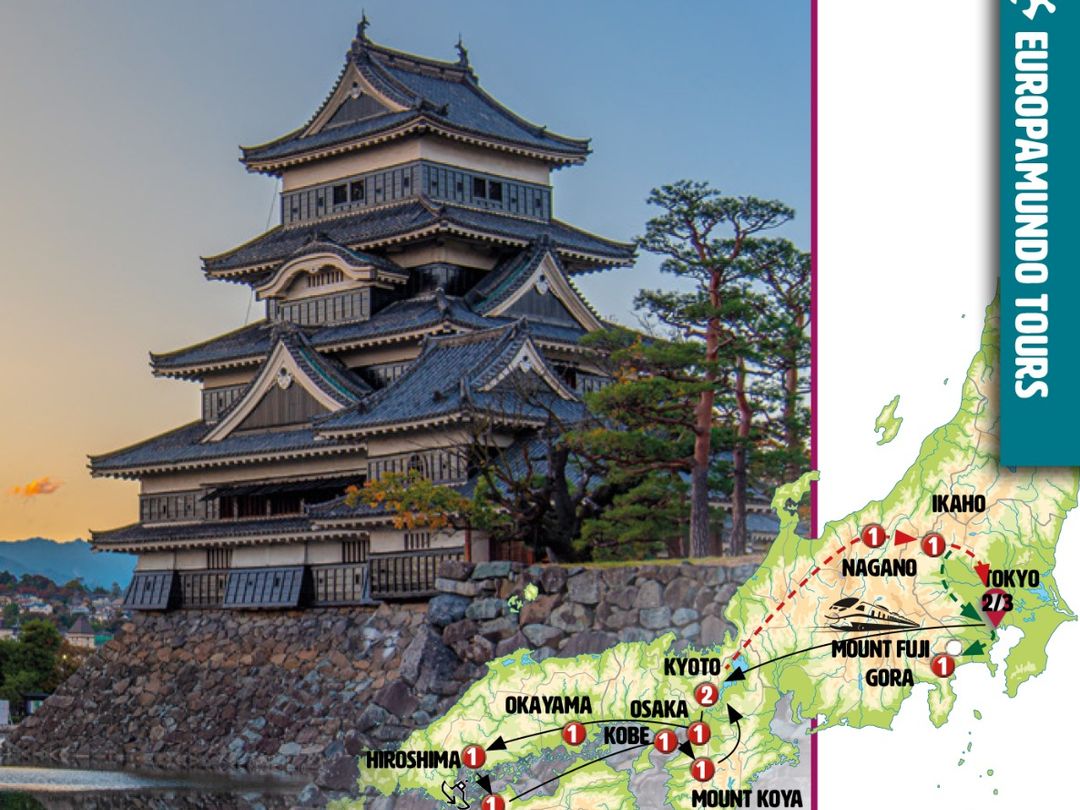 JAPAN´S LANDSCAPES END KYOTO Group Tour map.