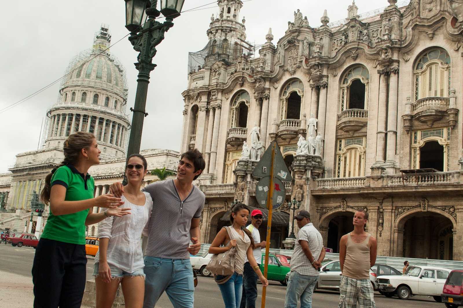 The Great Theater and The Capitol of Havana panoramic view. Old Havana