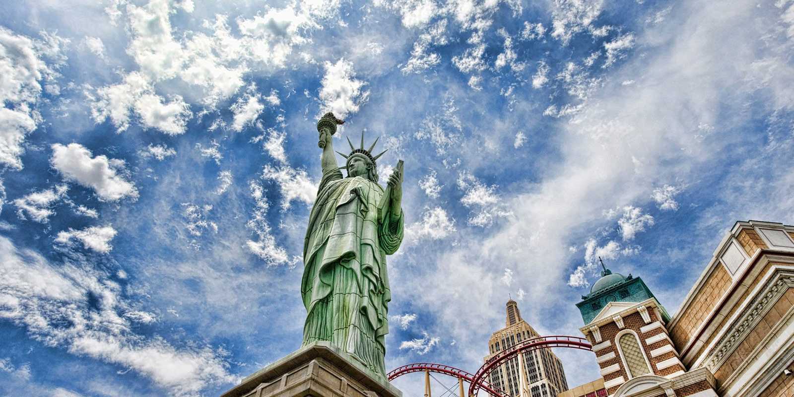 Statue of Liberty panoramic view, NEW YORK, New York state, United States of America.