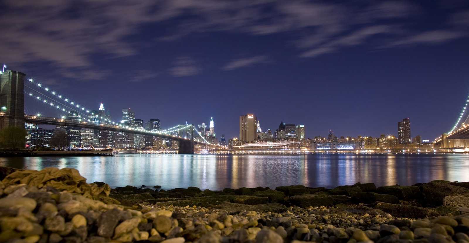 The Brooklyn bridge and Manhattan panoramic view, NEW YORK, New York state, United States of America.