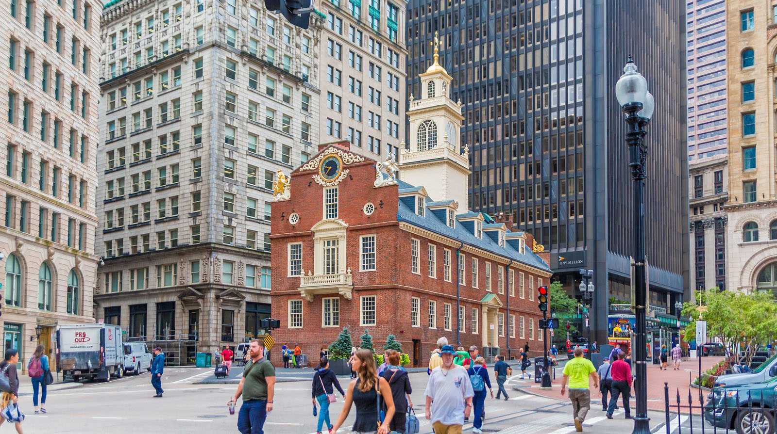 The Old State House panoramic view, BOSTON, Massachusetts state, United States of America.