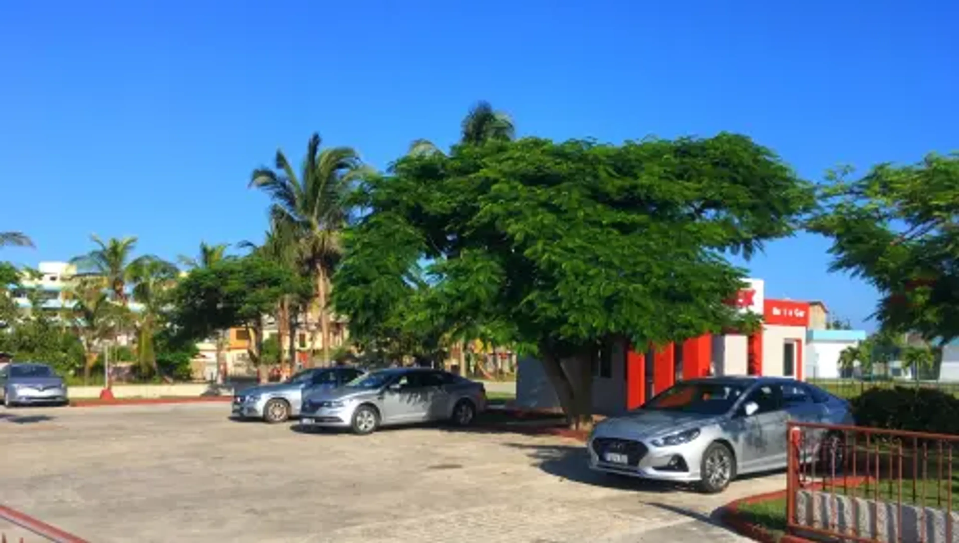 Rental cars at a hire office in Varadero