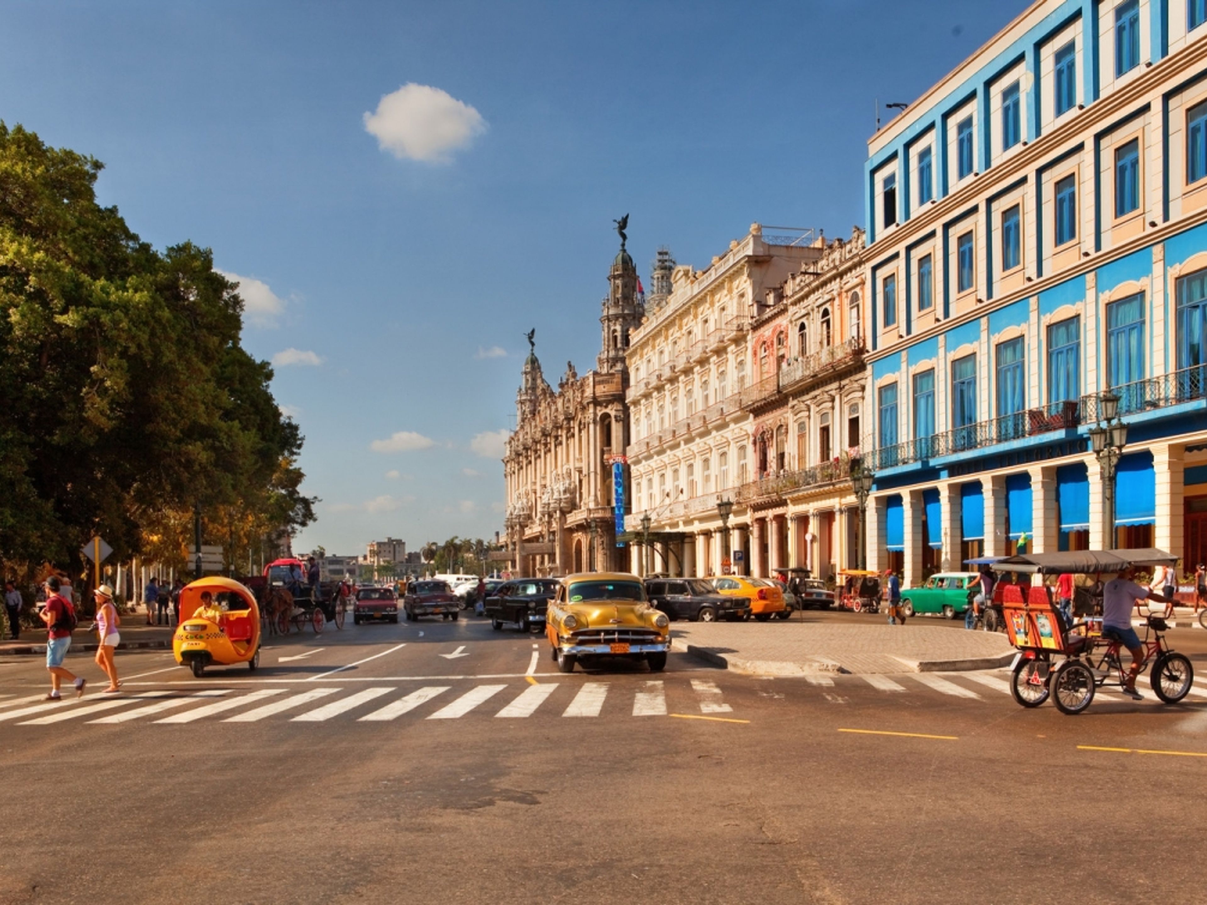 “Discovering Havana in Classic Cars” Tour. The Great theater of Havana and the Capitol panoramic view, Old Havana. “Discovering Havana in Classic Cars” Tour