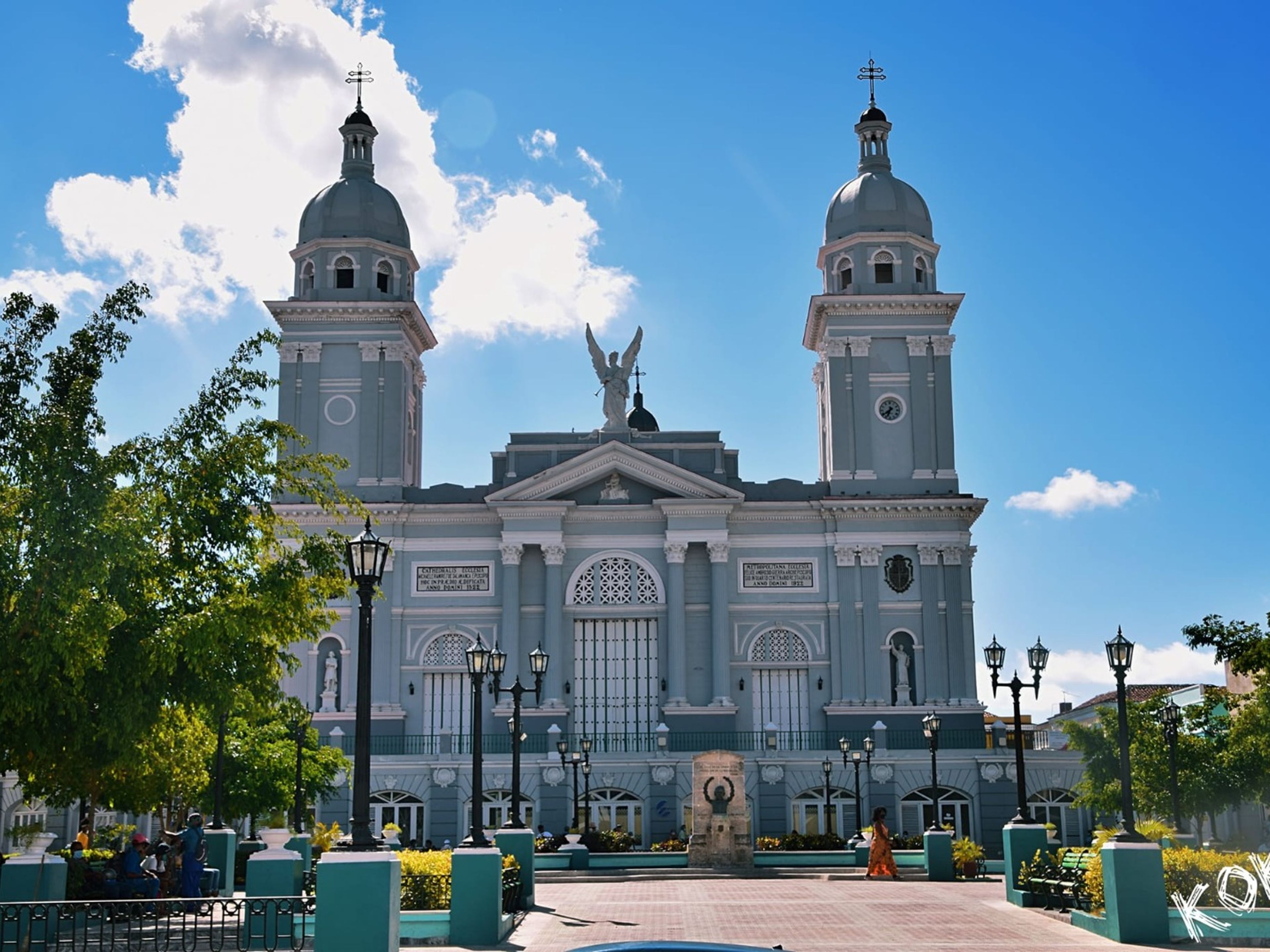 "PANORAMIC CITY TOUR OF SANTIAGO DE CUBA IN OLD CARS" Tour. The Cathedral of Santiago de Cuba panoramic view, Santiago de Cuba, Cuba.
