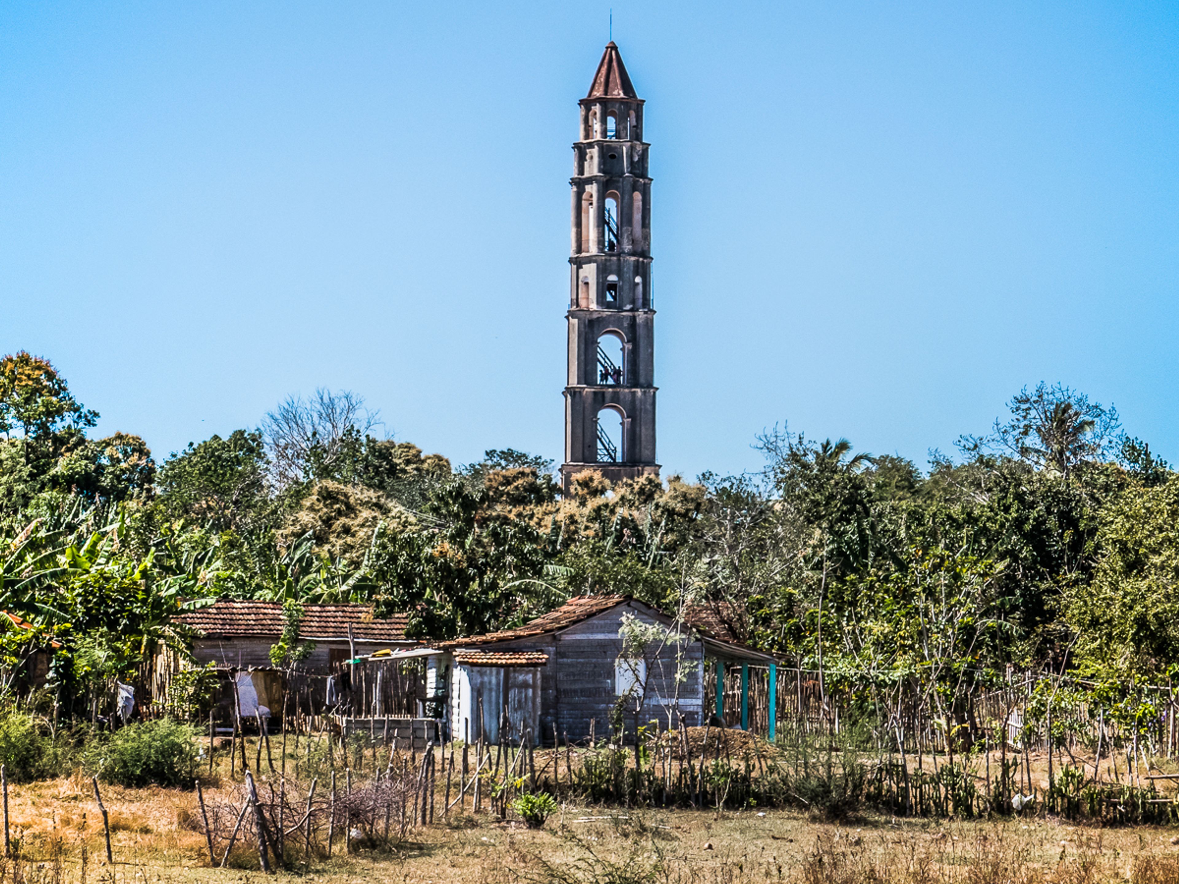 “TRINIDAD - TOPES DE COLLANTES OVERNIGHT” Tour. Manaca Iznaga tower panoramic view, Valley of the Sugar Mills, Trinidad, Sancti Spíritus. Cuba.