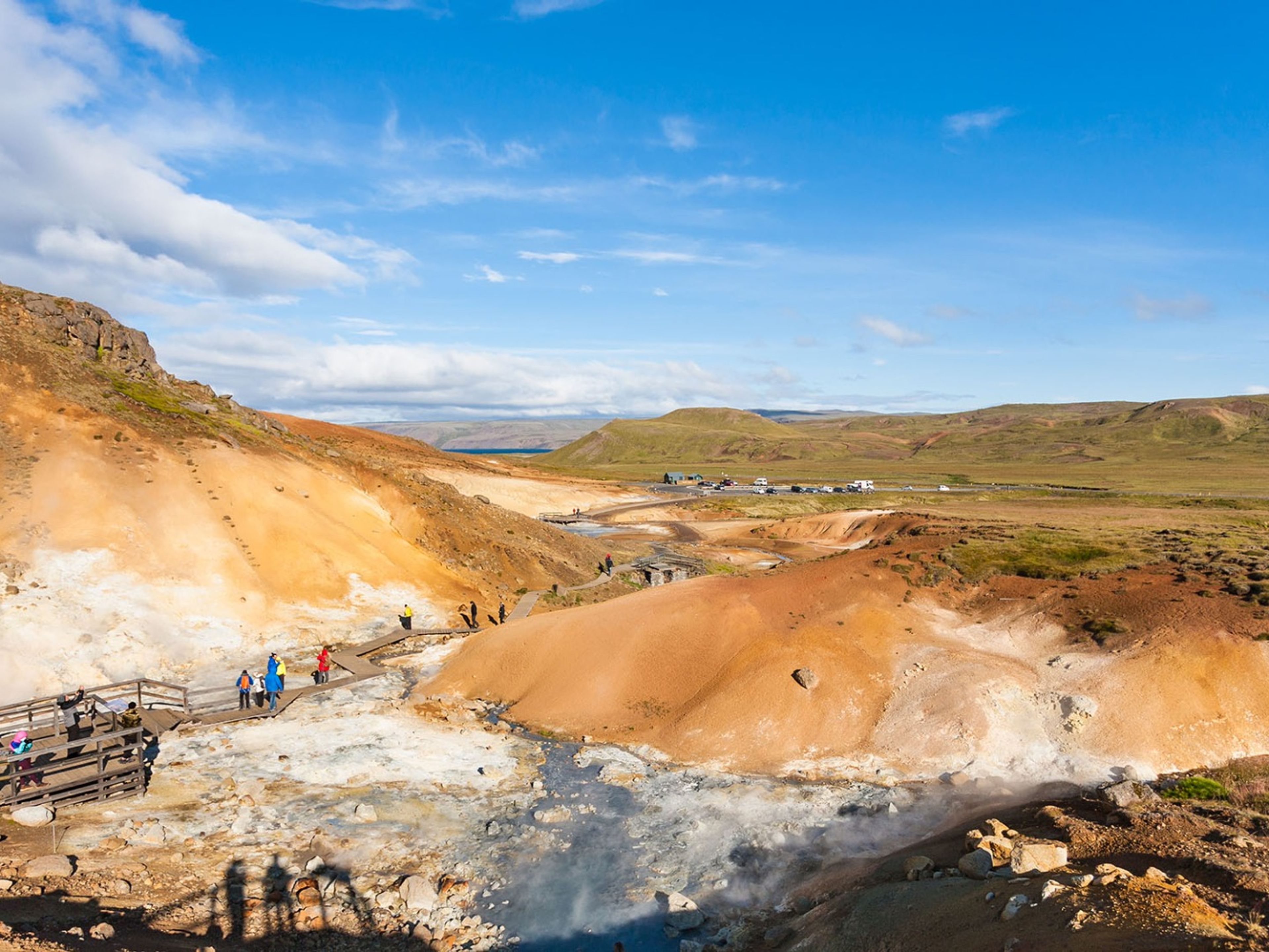 Tour privato "PENISOLA DI REYKJANES + VALLE DI LAVA VULCANO FAGRADALSFJALL". The Seltún geothermal site panoramic view, Iceland.