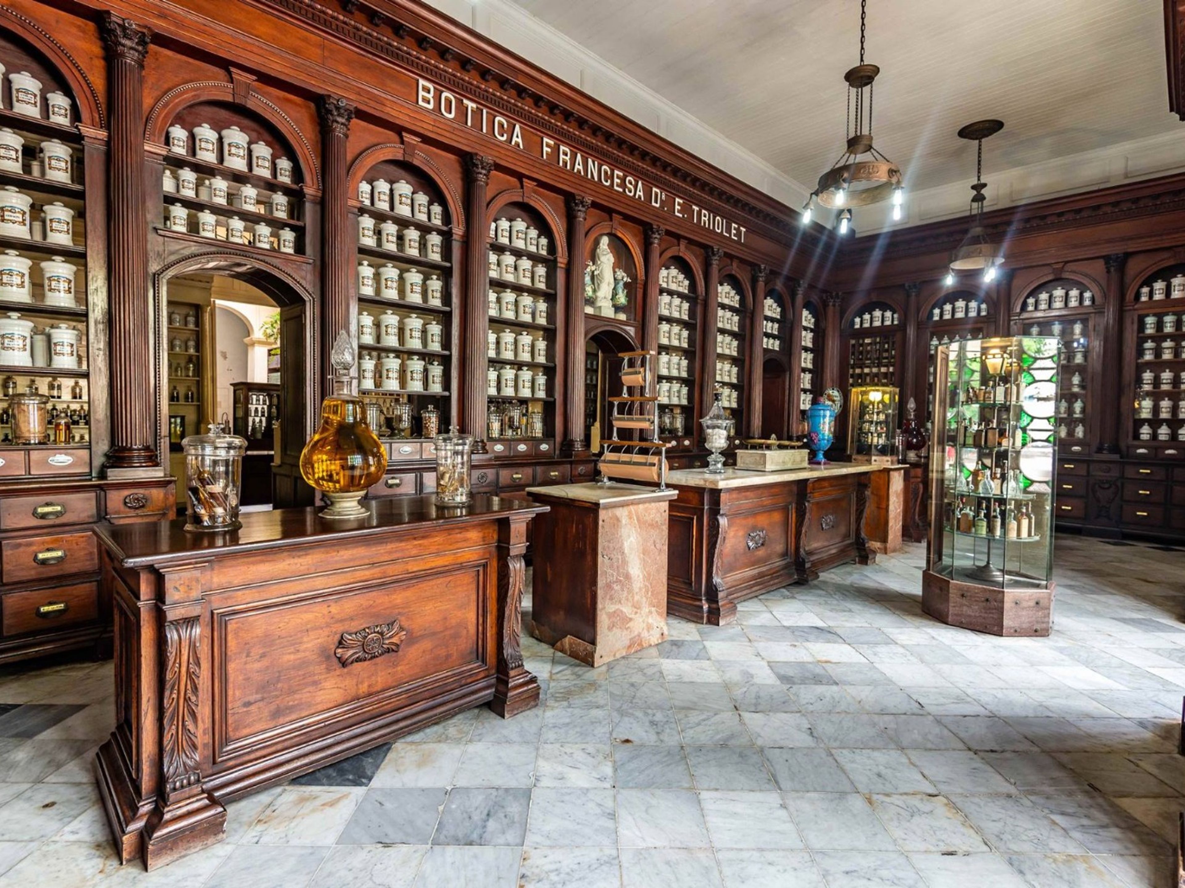 Jeep Safari "NATURE TOUR MATANZAS". L' Triolet farmacy interior view, Matanzas city, Matanzas, Cuba.