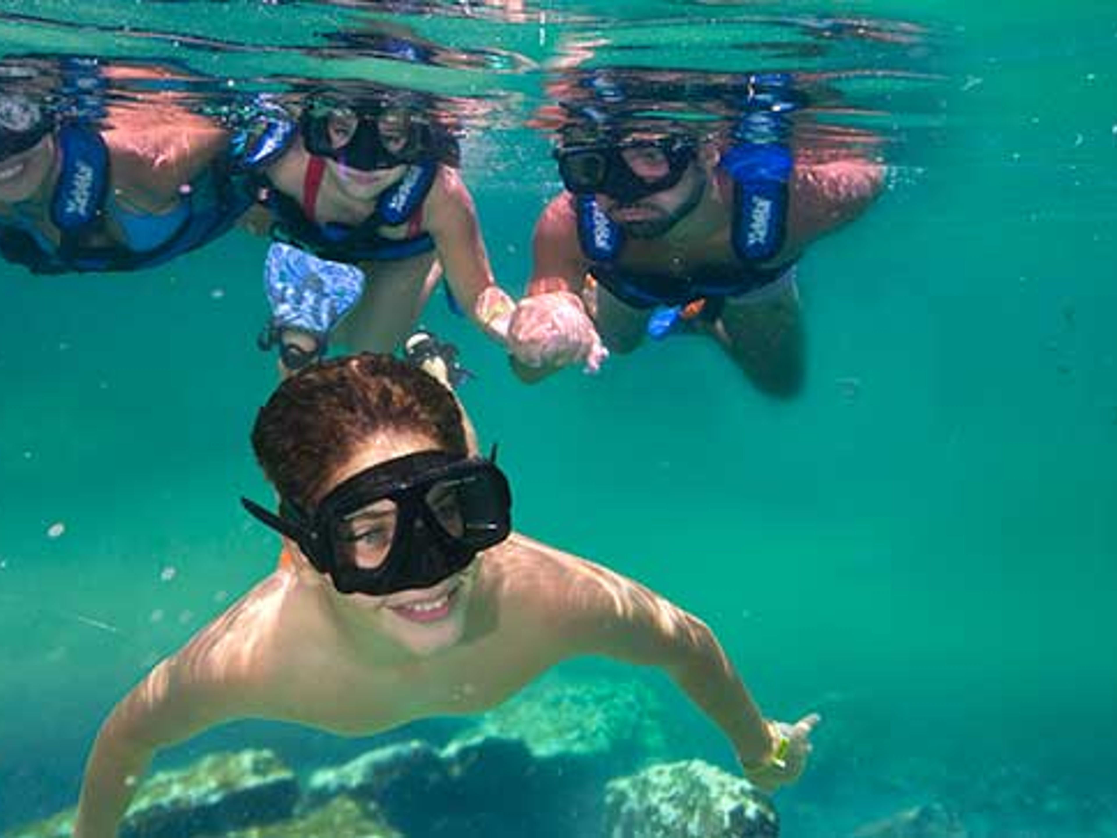 "Tulum Xtreme tour from Riviera Maya by Aventuras Mayas". Snorkeling in a natural reserve, a fun practice in the Yucatan Peninsula. Mexico.