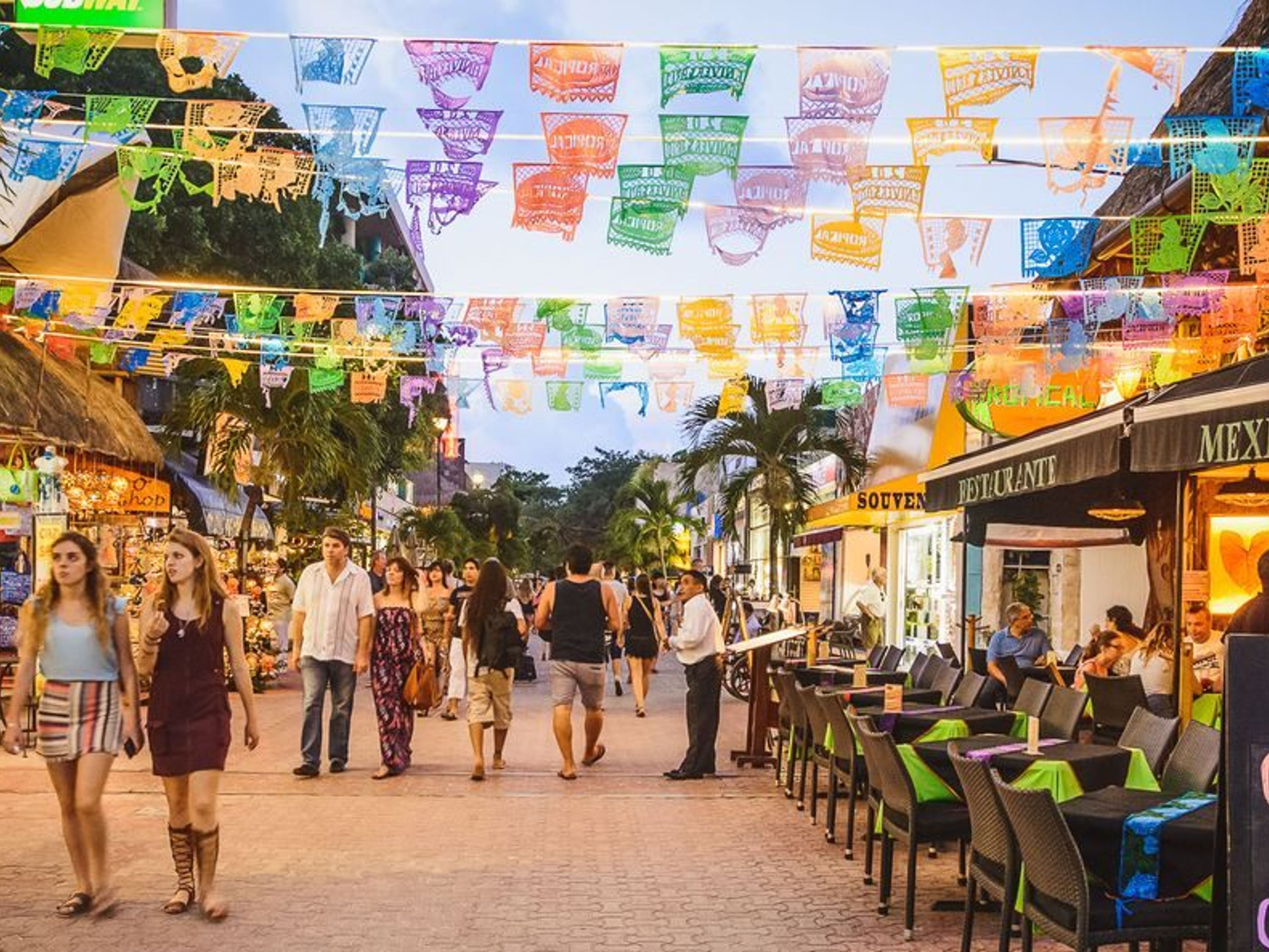 "Tulum + Playa del Carmen Plus" Tour. Playa del Carmen, crystal clear waters and fine white sand in Mexico. Yucatan Peninsula.