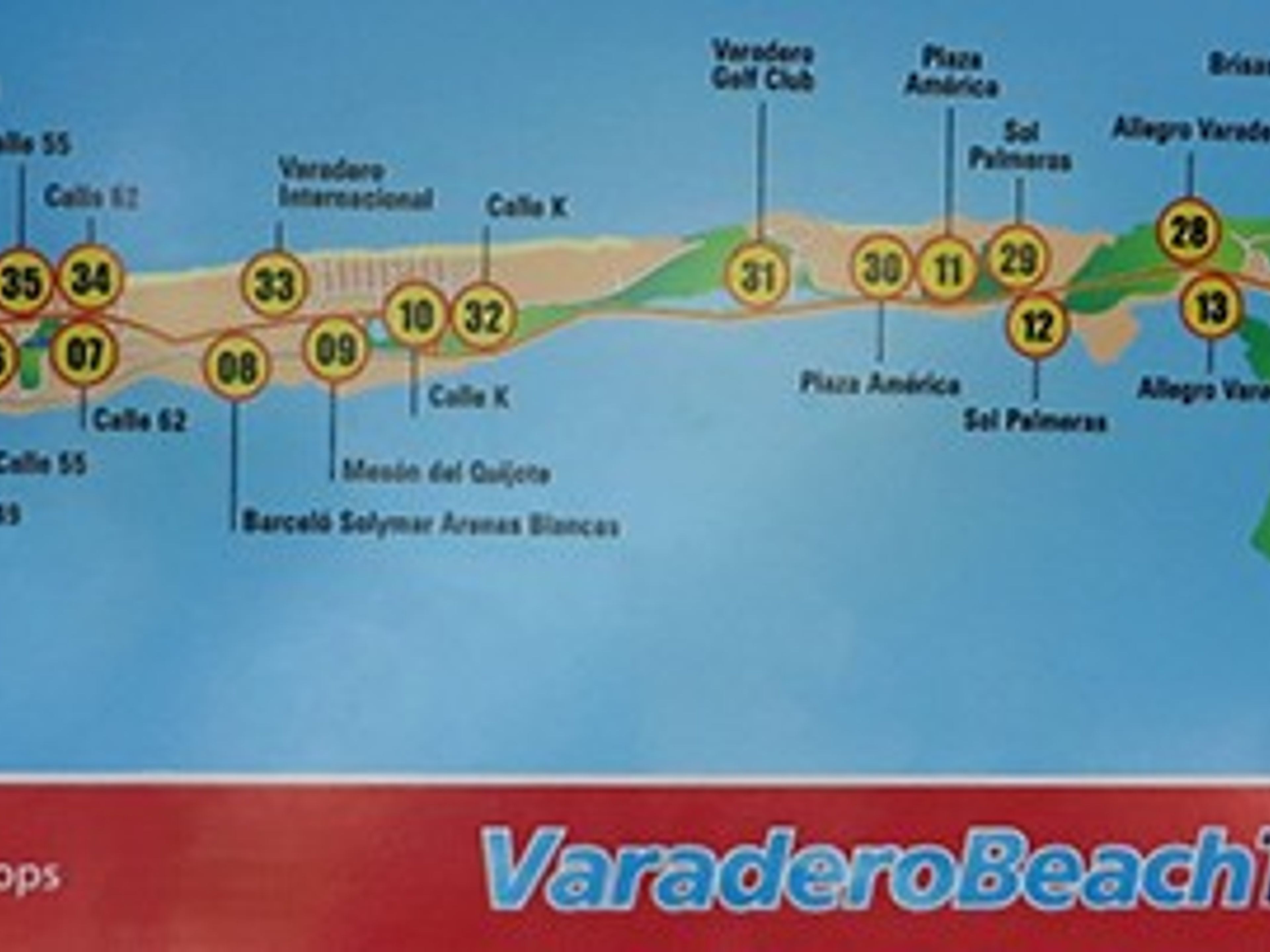 "VARADERO BEACH BUS TOUR". Varadero Bus Tour map