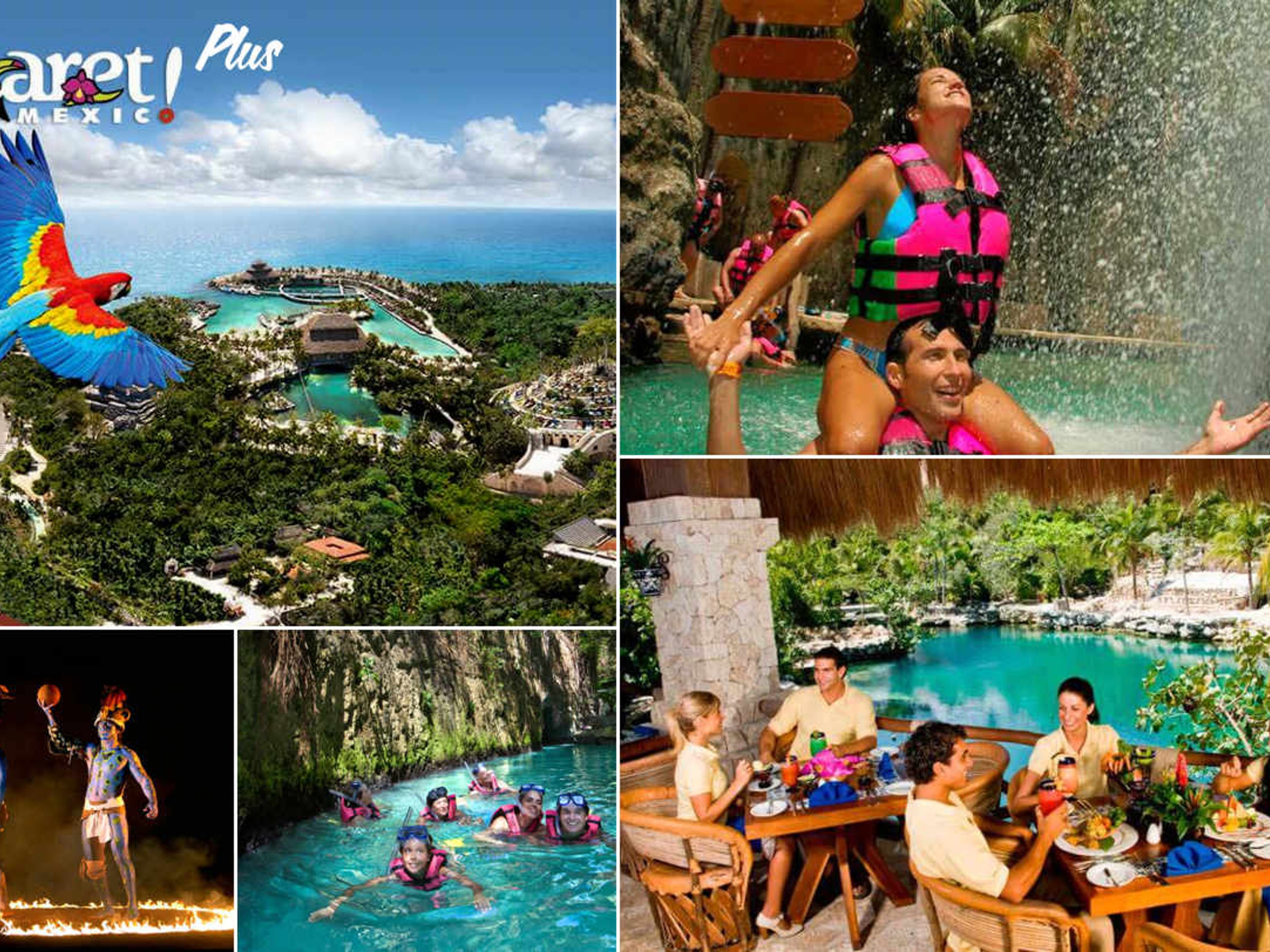 Excursión "Xcaret Plus desde Riviera Maya". Have fun in Xcaret Park, a place to see incredible and attractive attractions. Yucatan Peninsula, Mexico.