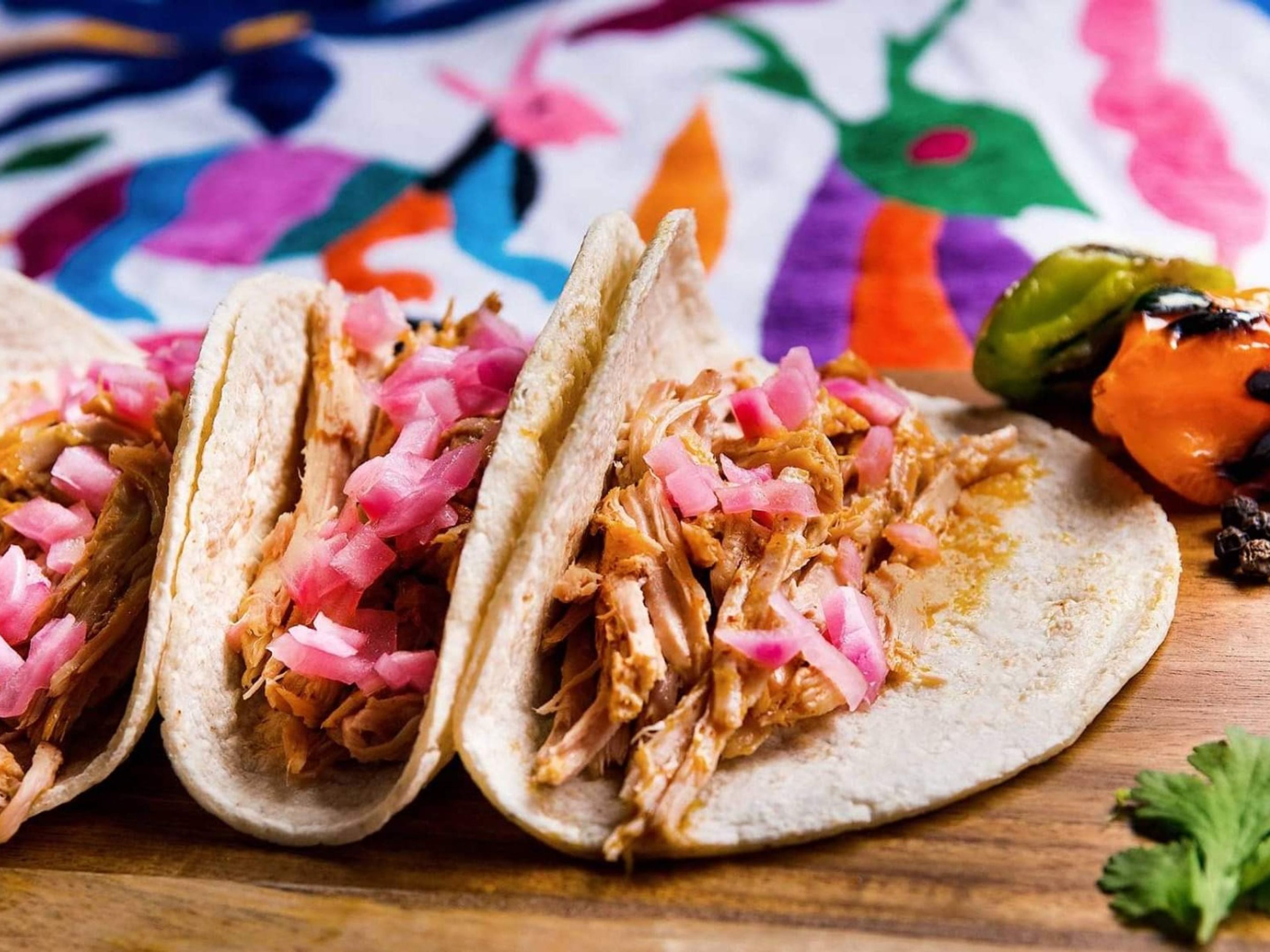 "Chichen Adventure  ATV" Tour. Typical Mexican dishes, Yucatecan tacos in Chichen Adventure Park, Cancun. Mexico.