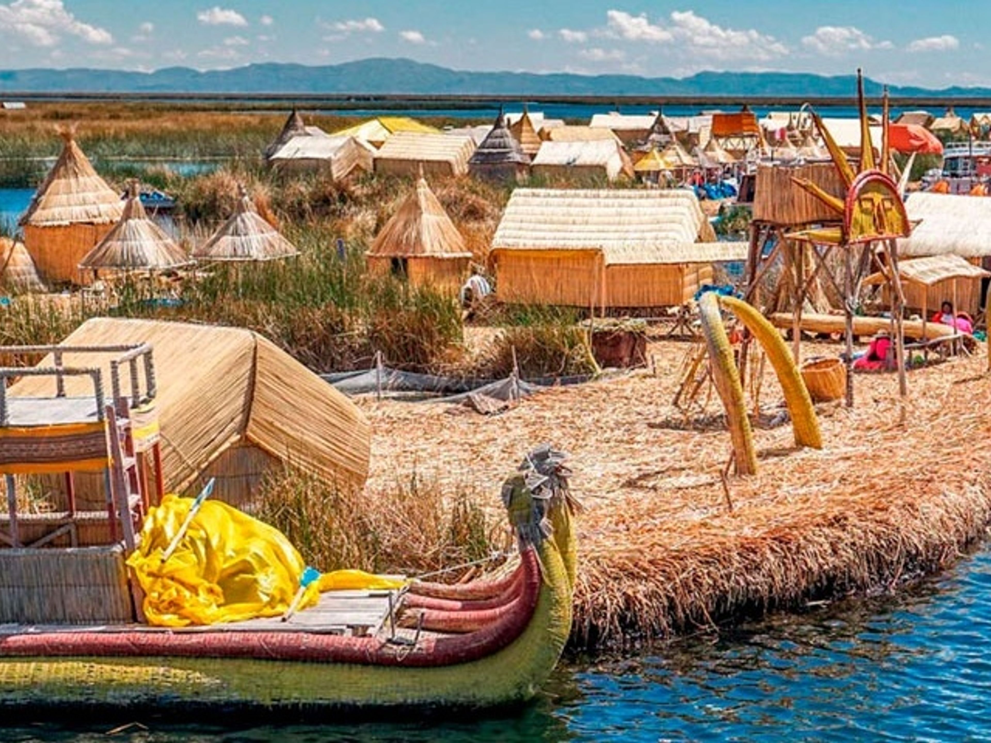 ISLAS UROS, AMANTANI AND TAQUILE OVERNIGHT TOUR. Uros Floating Islands, Peru