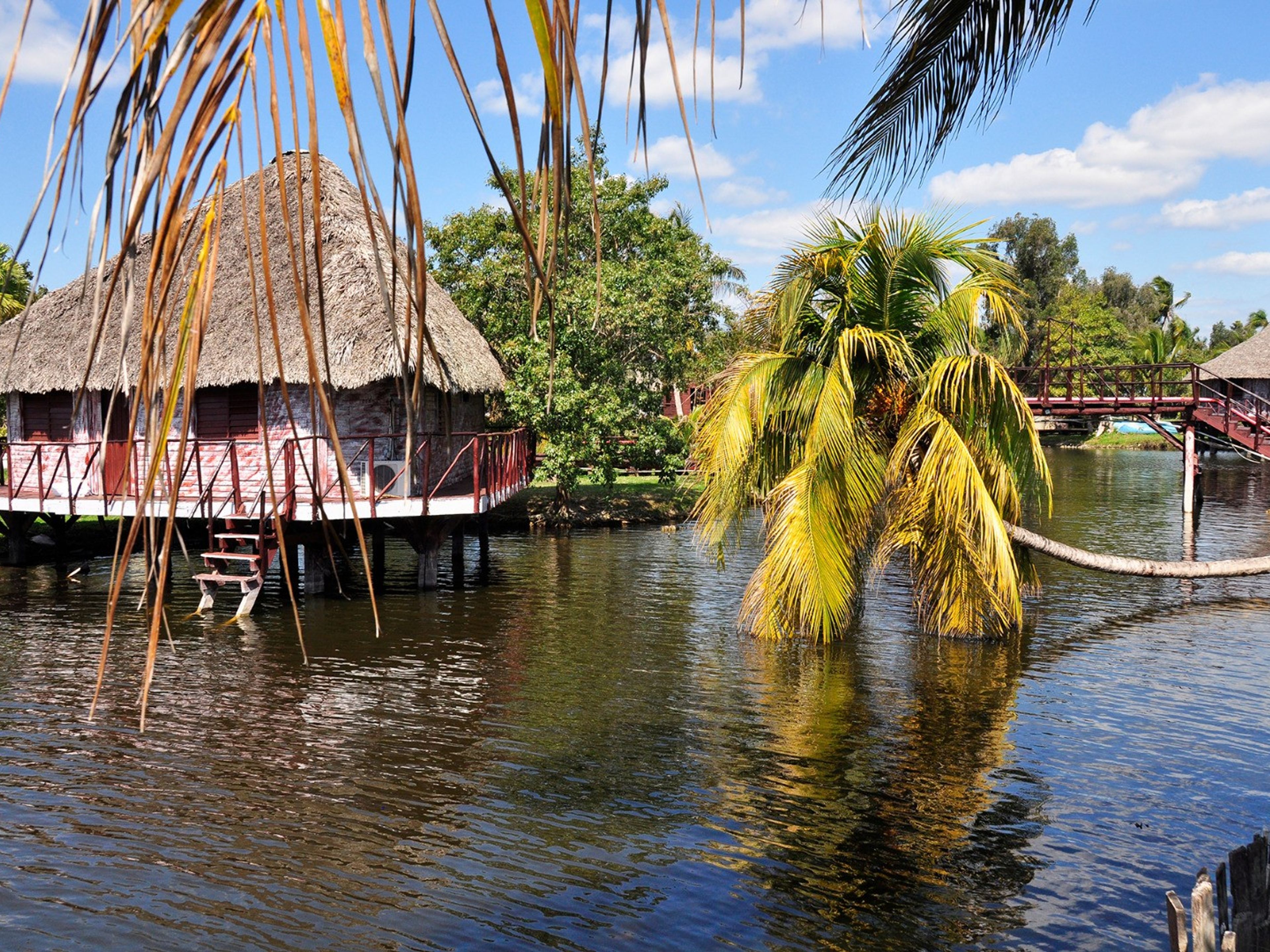 Tour privé "GUAMÁ - PLAYA GIRÓN - CALETA BUENA DANS LES VOITURES CLASSIQUES AMÉRICAINES SOMMET DUR)". Taino´s village at the Guama tourist park, Zapata Peninsula, Matanzas