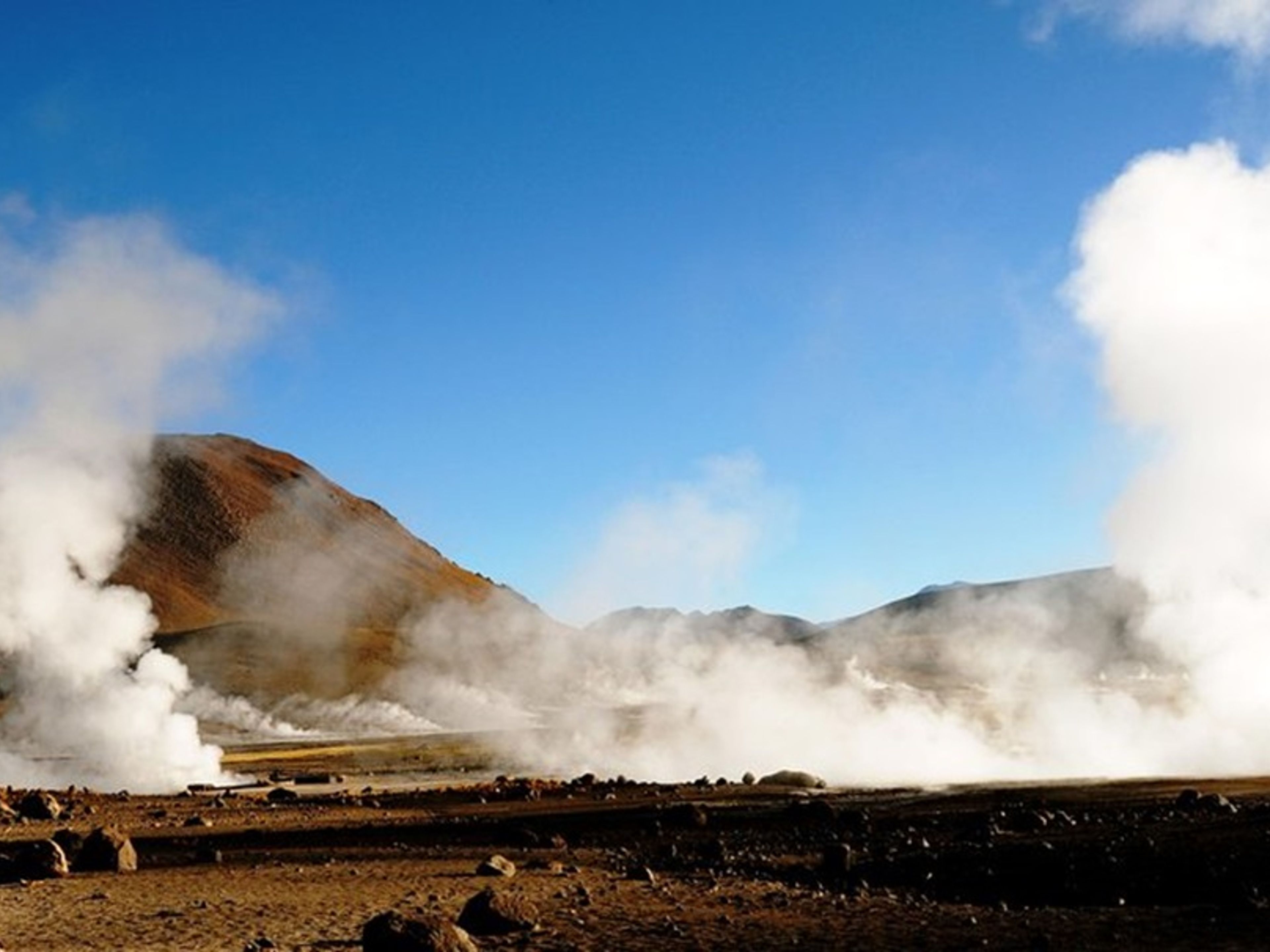 “TATIO GEYSERS + BREAKFAST” Tour. TATIO GEYSERS panoramic view, San pedro de Atacama, Chile.