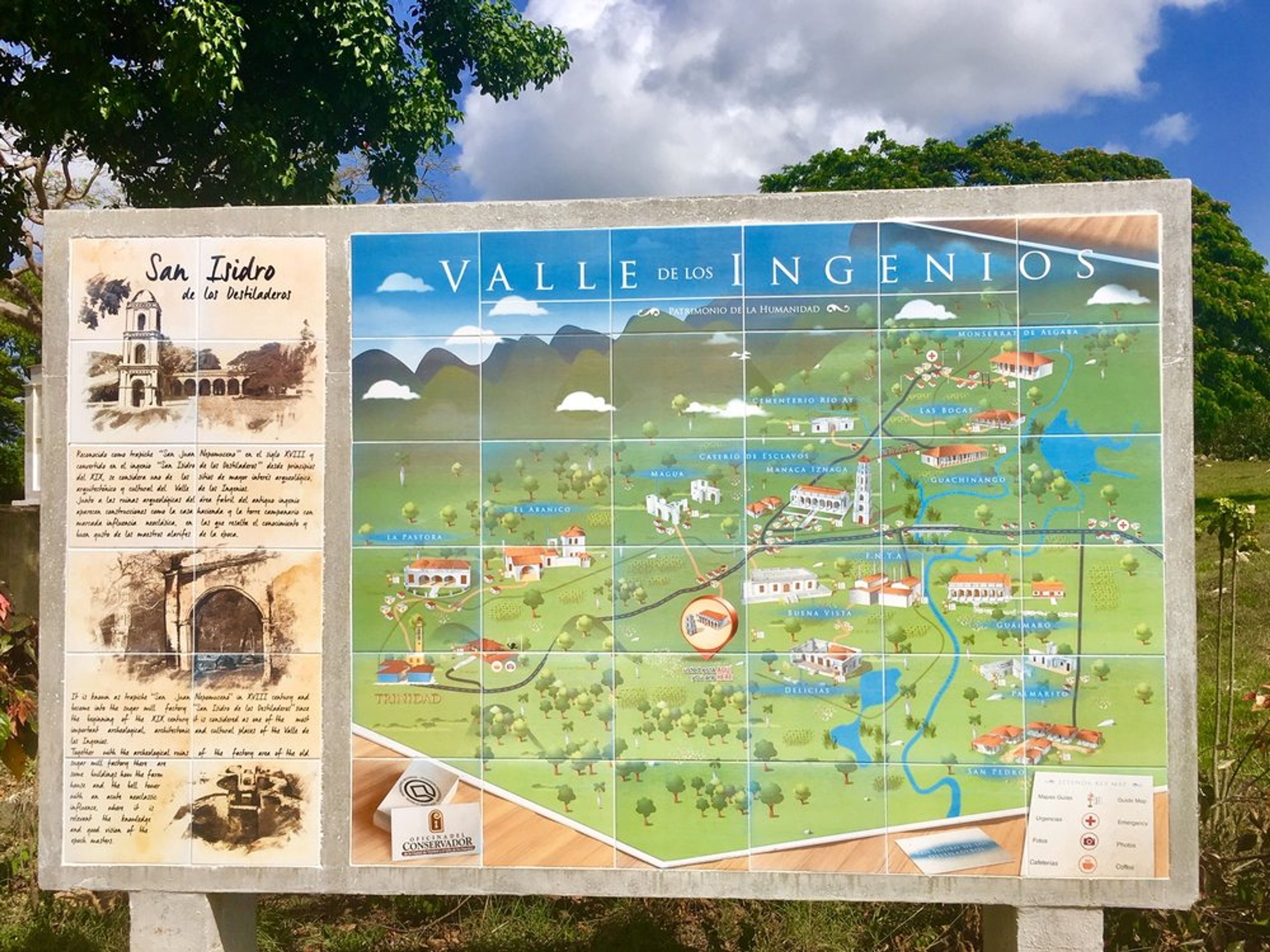 Excursão de bicicleta “ROTA DO AÇÚCAR”. Valle de los Ingenios, (Valley de los Ingenios or Valley of the Sugar Mills) map, Trinidad, Sancti Spíritus, Cuba.