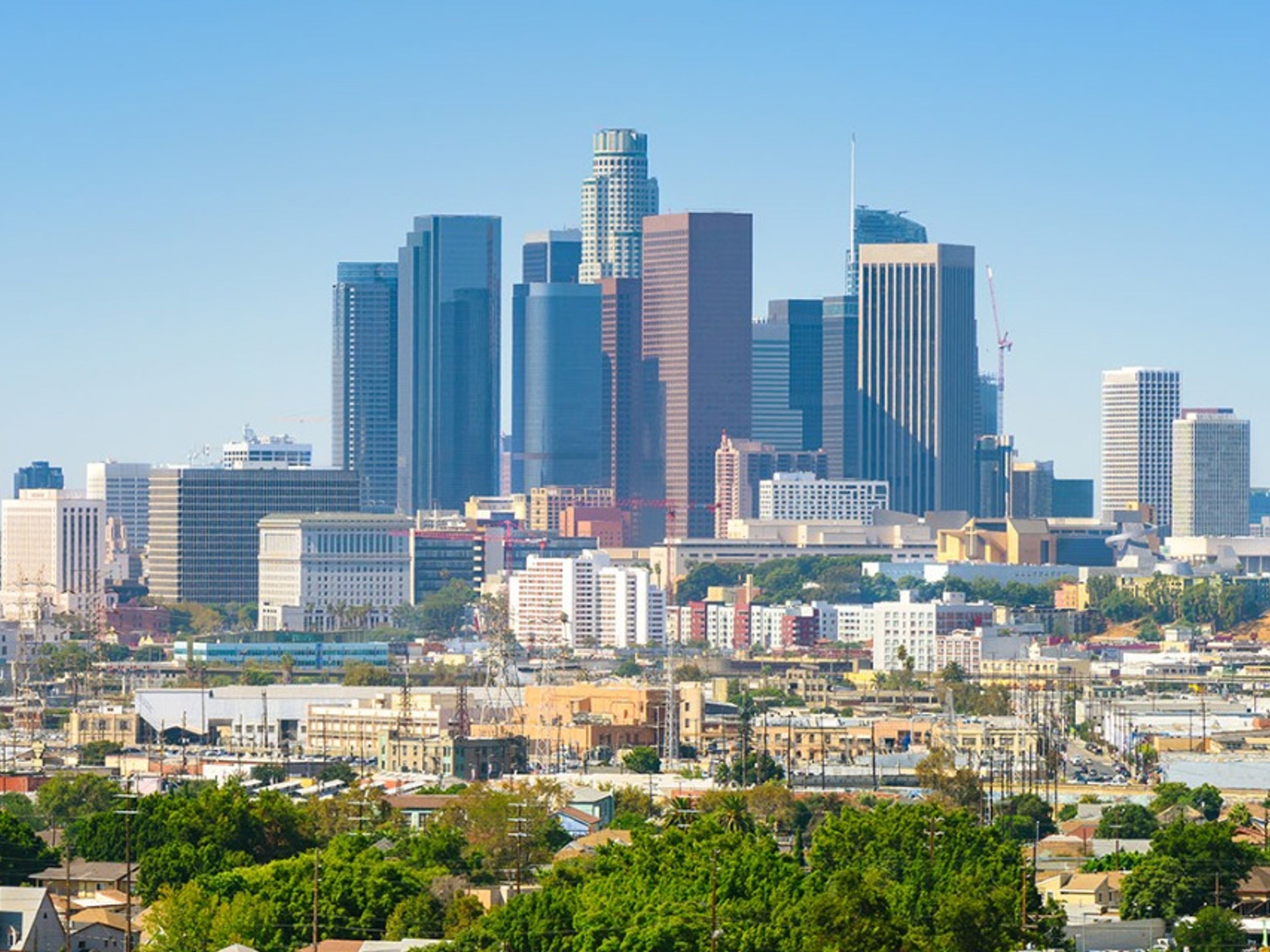 Los Angeles city panoramic view, California state, United States of America.